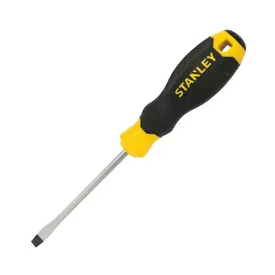 Slotted Screwdriver Rubber Grip Magnetic Tip STANLEY No. 60818-8 Size 1/8 x 4 Inch Black - Yellow