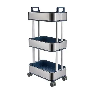 3 Tiers Stainless Trolley With Wheel Danin KASSA HOME JAH019 Size 37.7 x 26.9 x 86.5 cm Silver