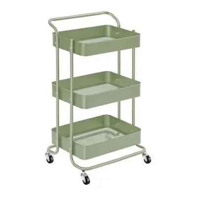 KASSA HOME Vicky 3 Tiers Trolley With Wheel (RY810194_CR), Green