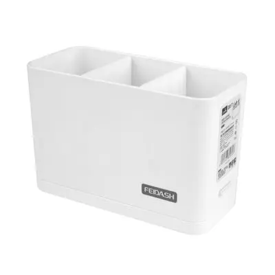 KASSA HOME Kayla 3-Compartments Multi Purpose Storage Box (H2810), 18 x 8.9 x 11.5 cm, White Color