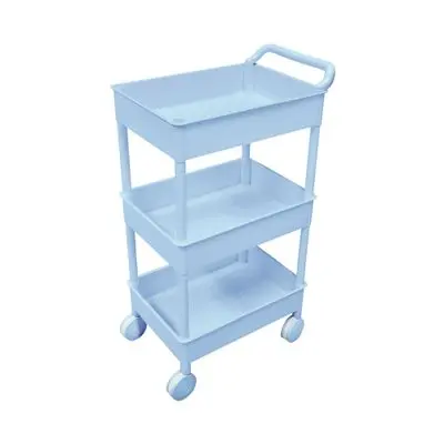 KEYWAY 3-Tier Plastic Shelf with Wheel (LKW-AP-643-3), 51.8 x 34.5 x 89.8 cm., Blue Color